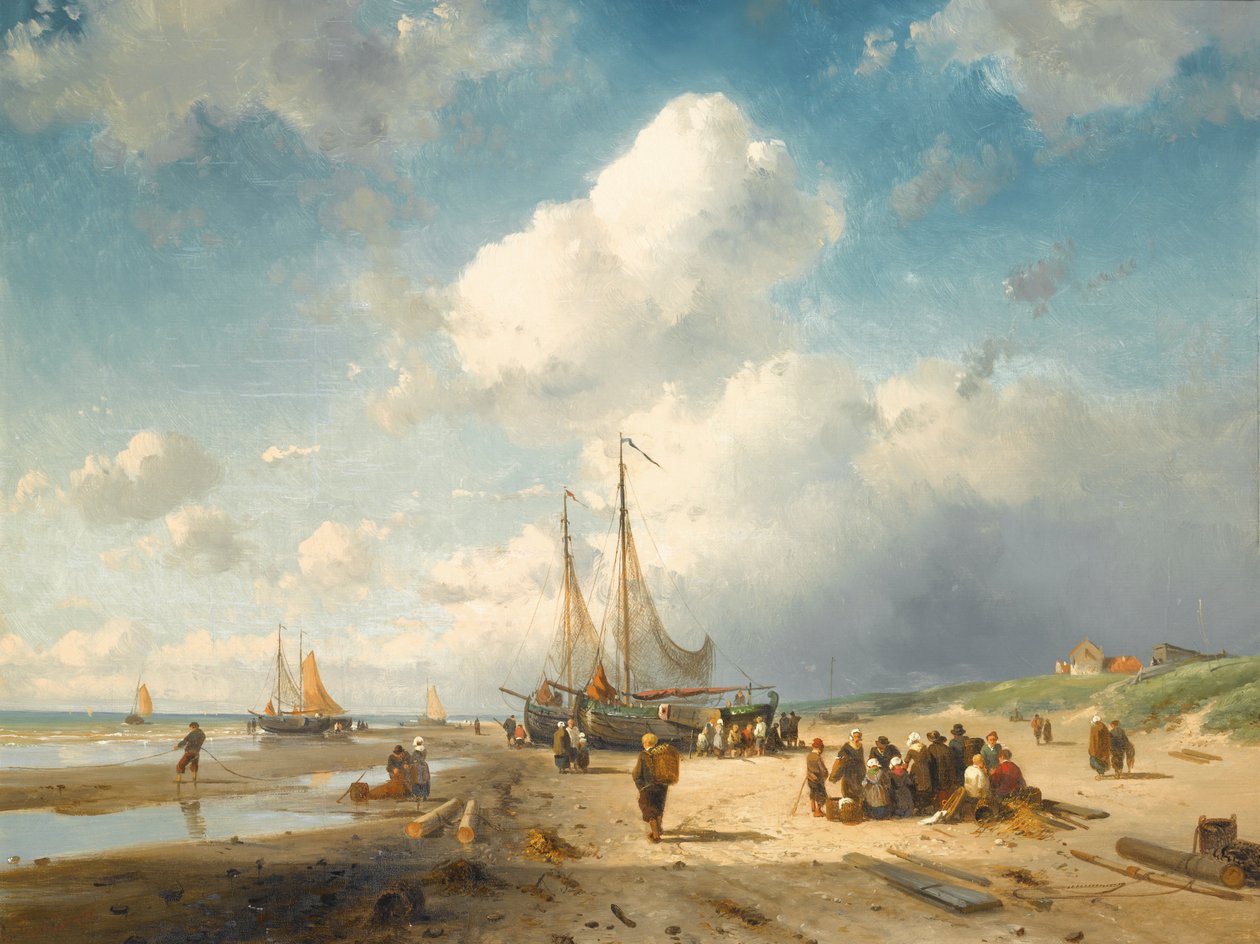 Scène côtière avec pêcheurs - Charles Henri Joseph Leickert