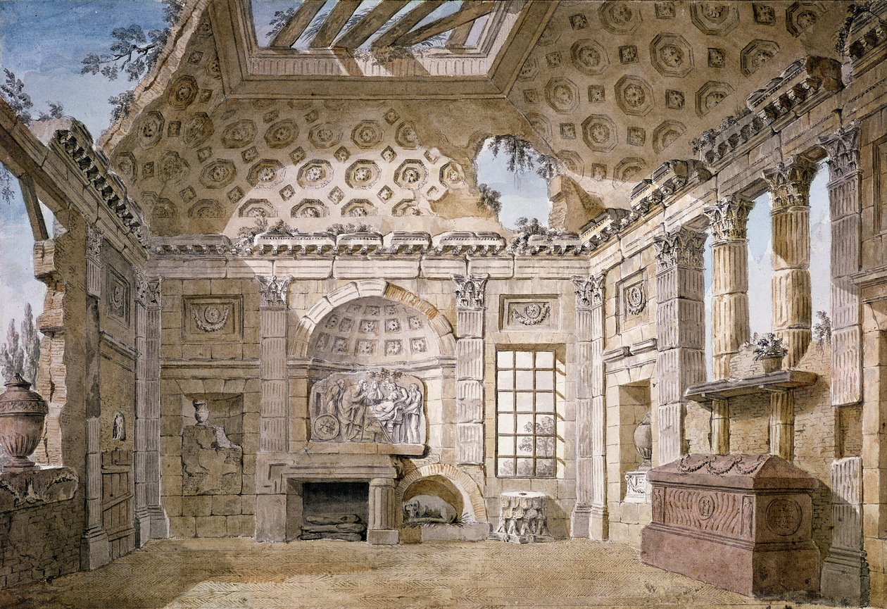 No.3607 Design pour la salle des ruines du monastère (maintenant couvent) de St. Trinita del Monte, Rome, c.1766 - Charles Louis Clerisseau