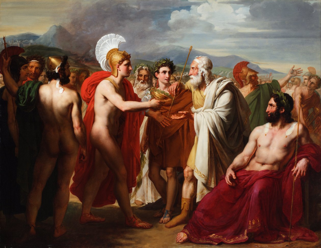 Achille présentant le prix de la Sagesse à Nestor pendant les Jeux funéraires - Charles Philippe Lariviere