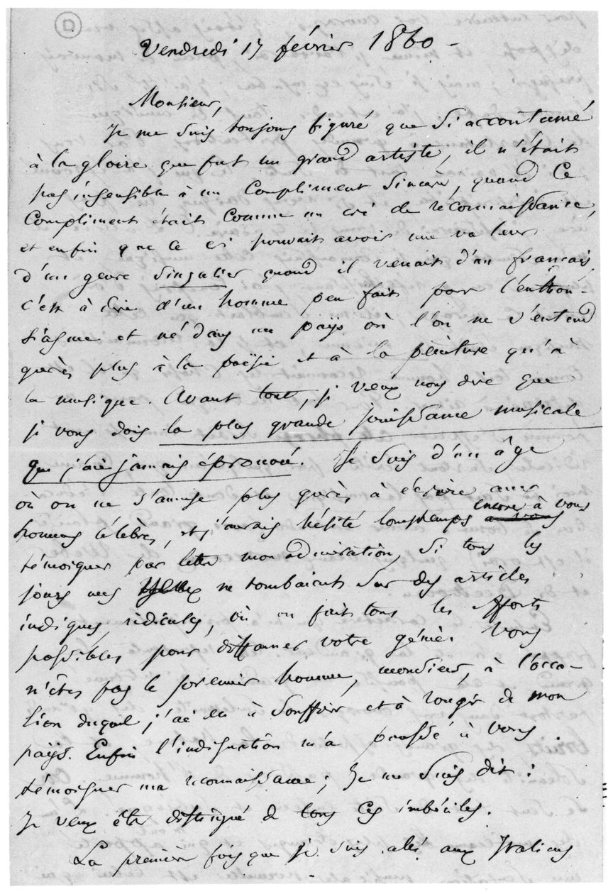 Lettre à Richard Wagner (1813-83) 17 février 1860 - Charles Pierre Baudelaire