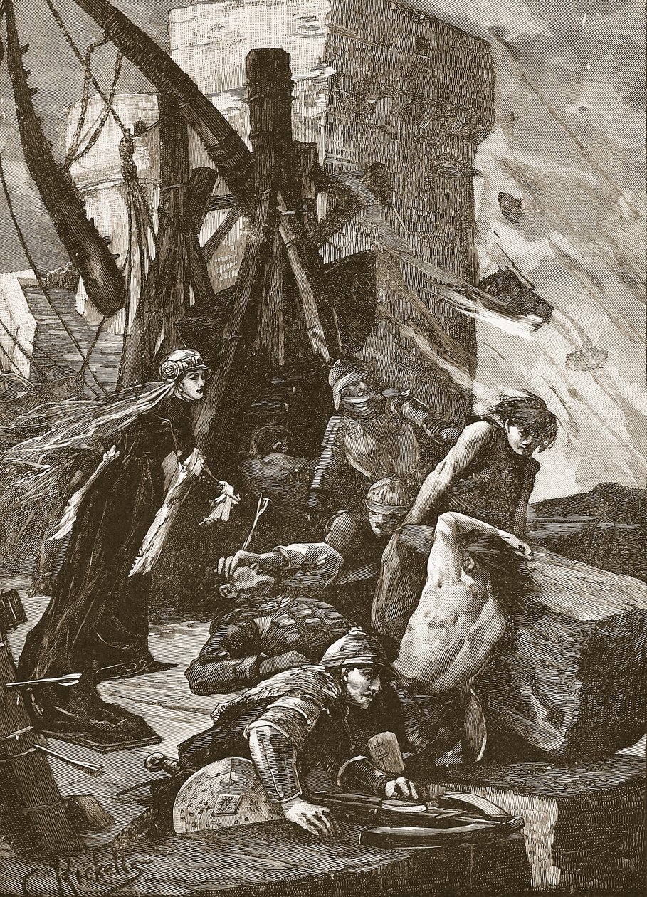Black Agnes au siège du château de Dunbar, illustration de 