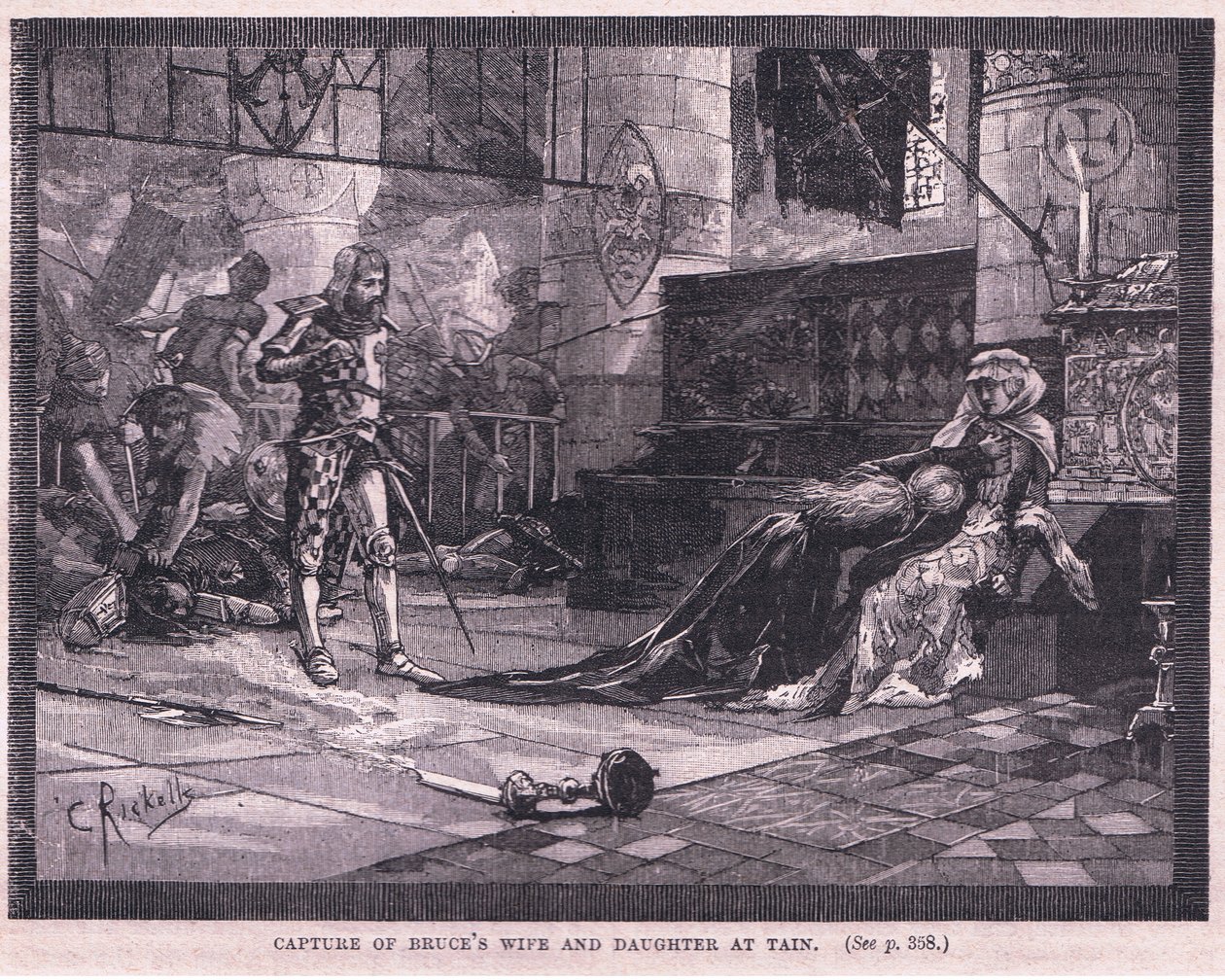 Capture de la femme et de la fille de Bruce à Tain en 1306 - Charles Ricketts