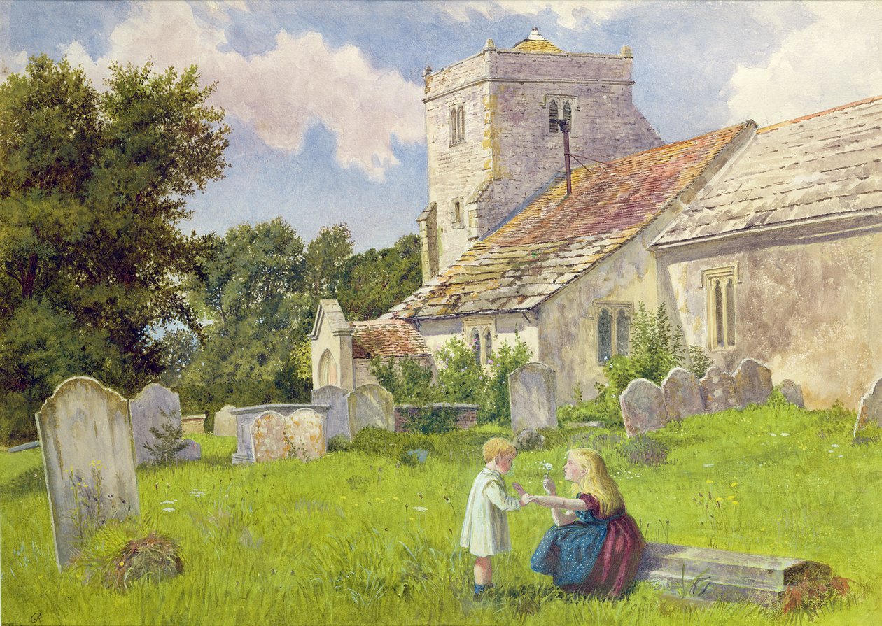 Enfants dans un Cimetière - Charles Rossiter