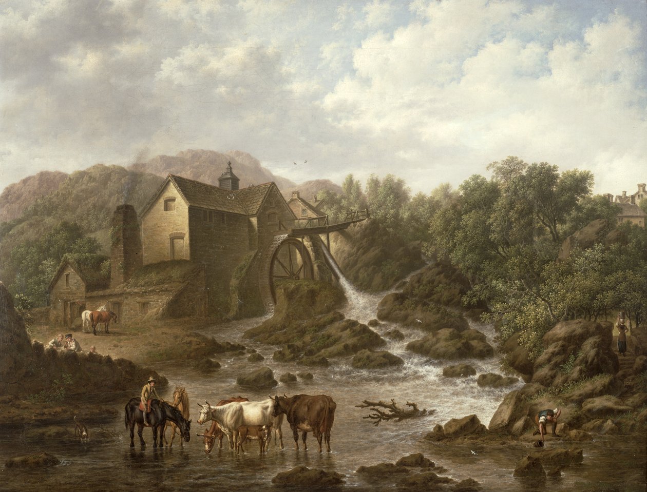 Scène de rivière avec moulin à eau, 1833 - Charles Towne
