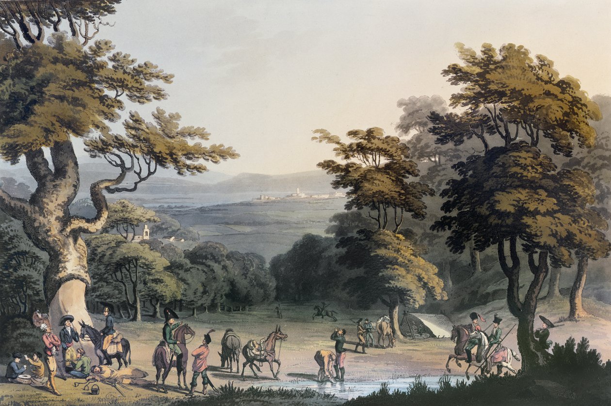 Vue lointaine de Ciudad Rodrigo prise du bois de chênes près du village d