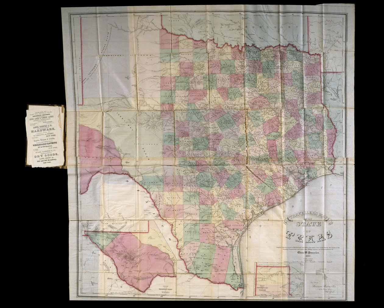 Carte de Pressler du Texas, 1867 - Charles W. Pressler