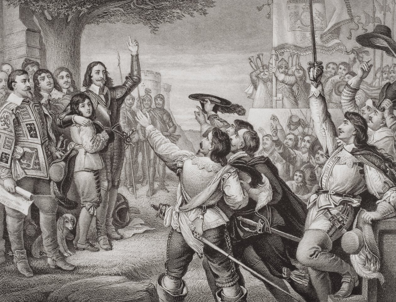 Charles Ier érigeant son étendard à Nottingham lors de la scène d