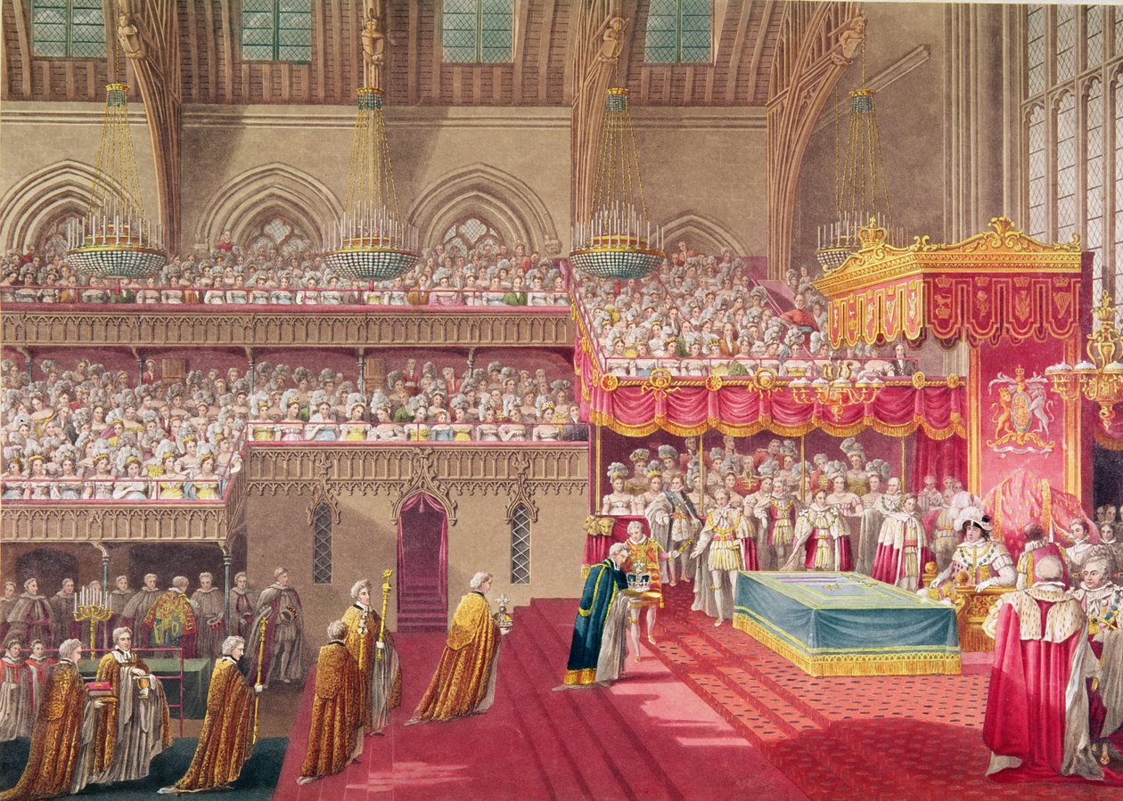 Procession du doyen et des chanoines de Westminster portant les regalia, extrait d