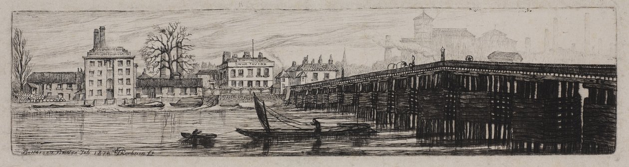 Vue du pont de Battersea depuis la rive du Middlesex, 1874 - Charles William Sherborn