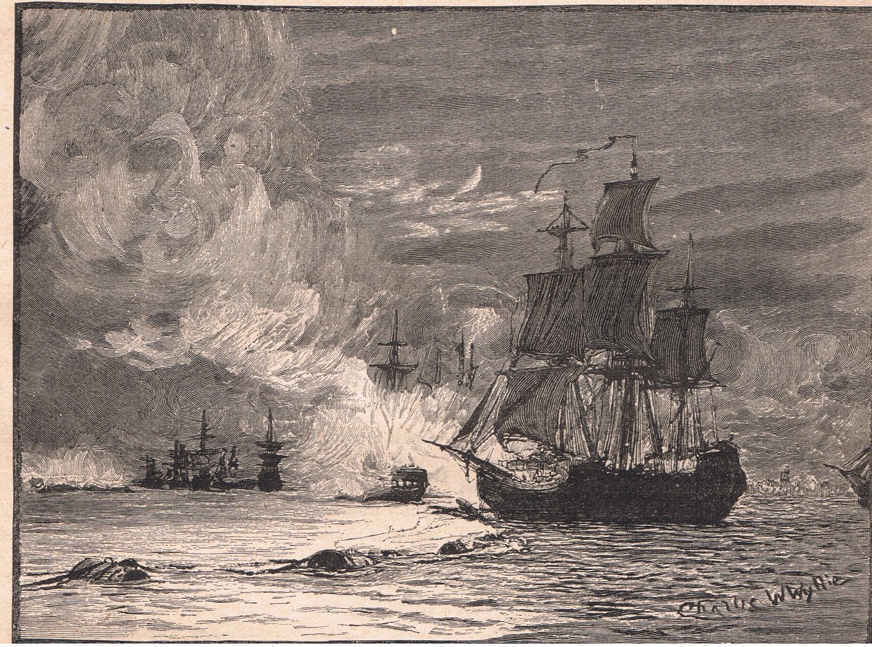 Le Médiateur brisant la barrière à La Rochelle en 1810 - Charles William Wyllie