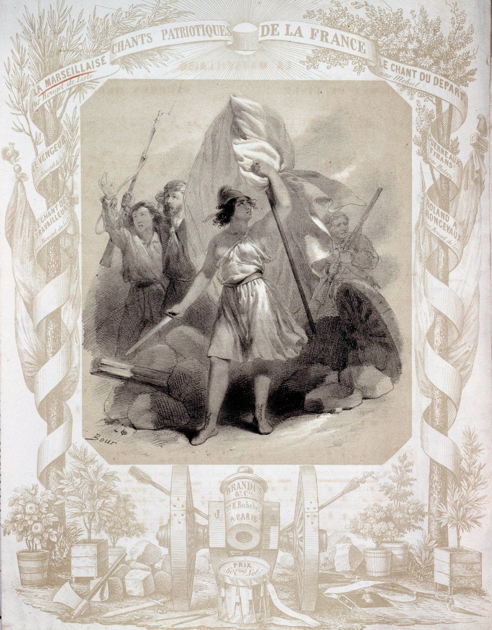 Allégorie aux chants patriotiques de la France. Dessin de Bour (19e siècle). Paris, B.N. - Charles (after) Bour