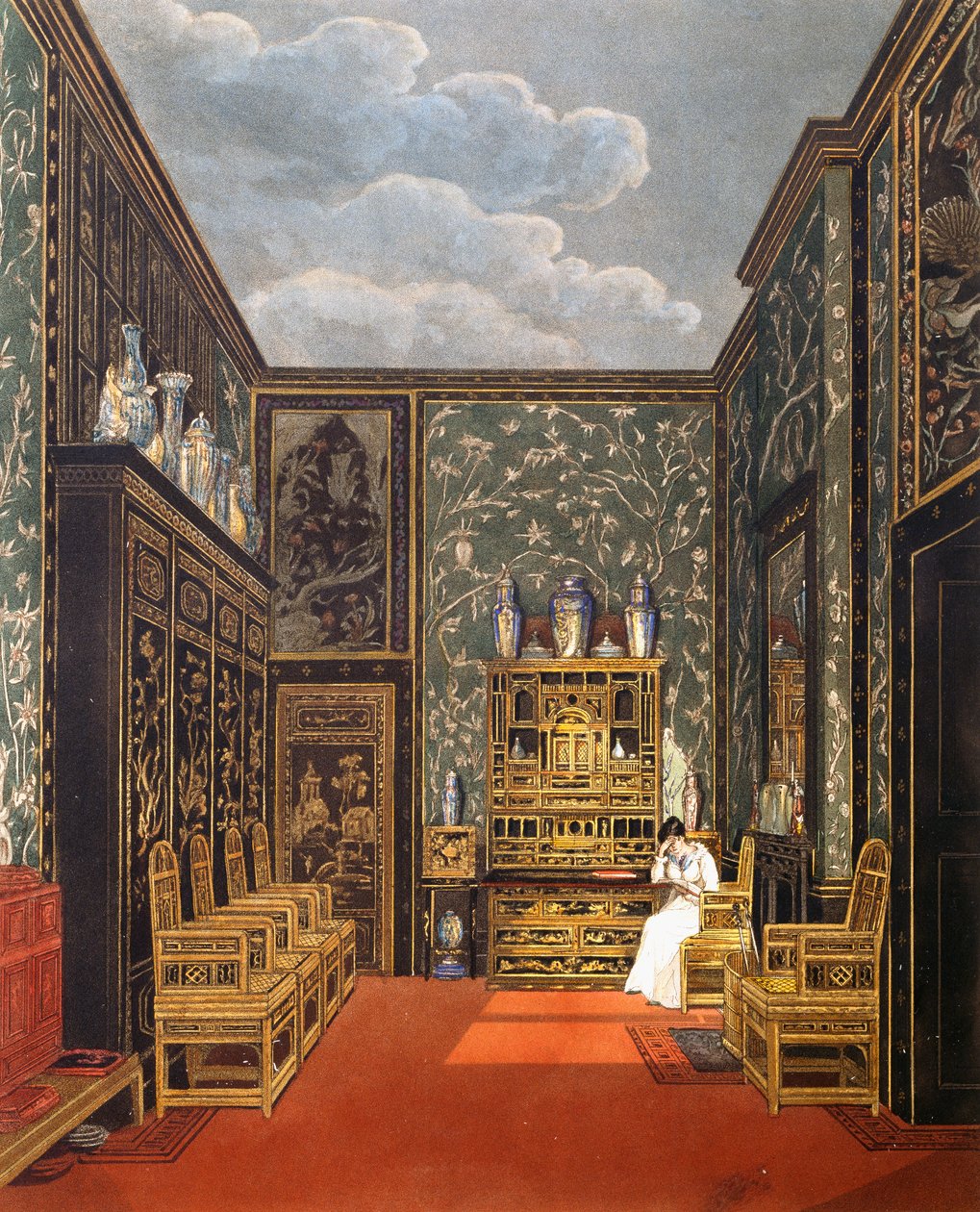 Salon vert, Gravure par William James Bennett, d