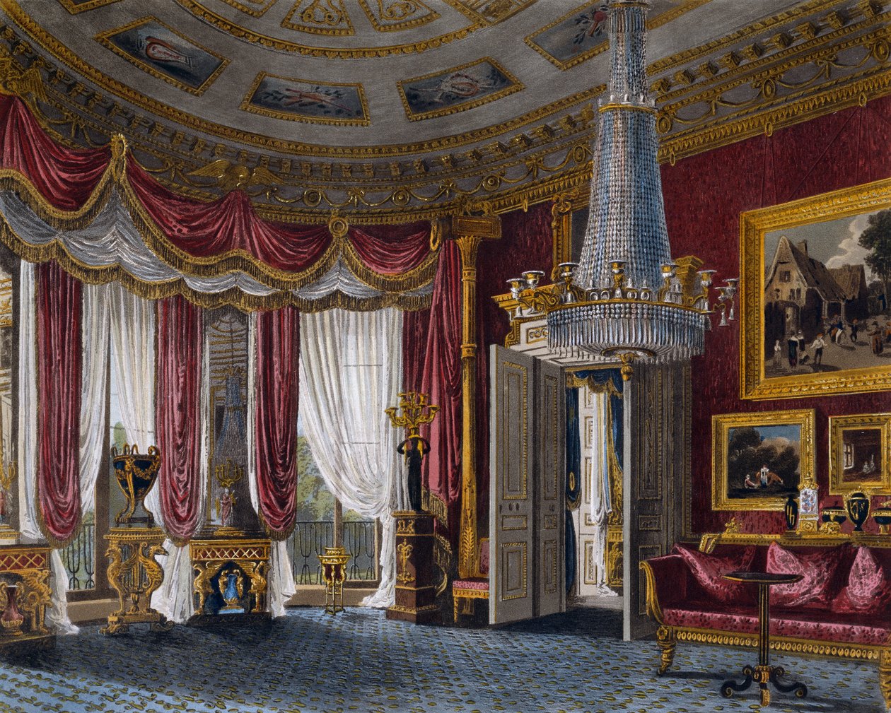 Salon en satin rose, gravure de Richard Reeve d