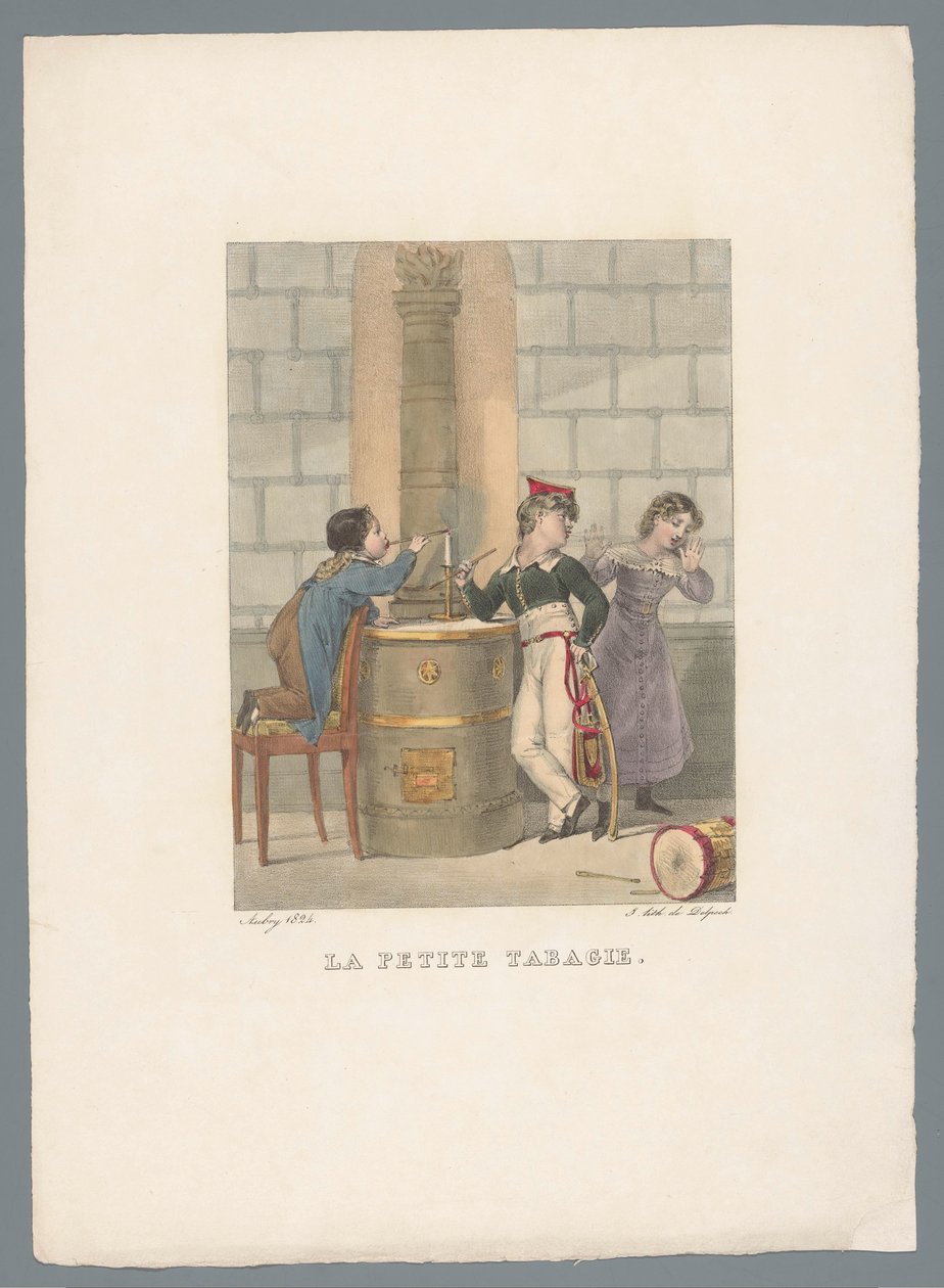 Deux enfants expérimentant avec du tabac (La petite tabagie) - Charles Aubry