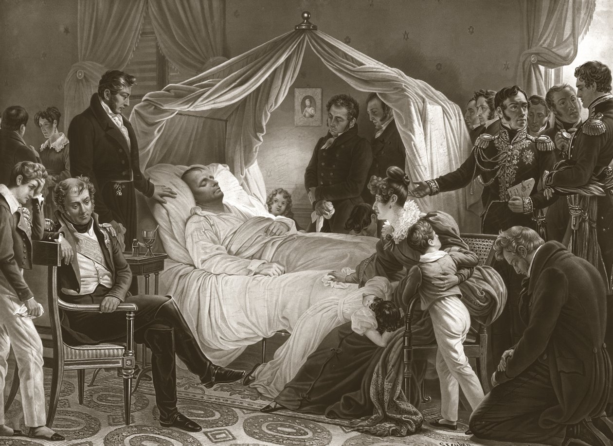 Napoléon sur son lit de mort, 5 mai 1821 - Charles Auguste after Steuben