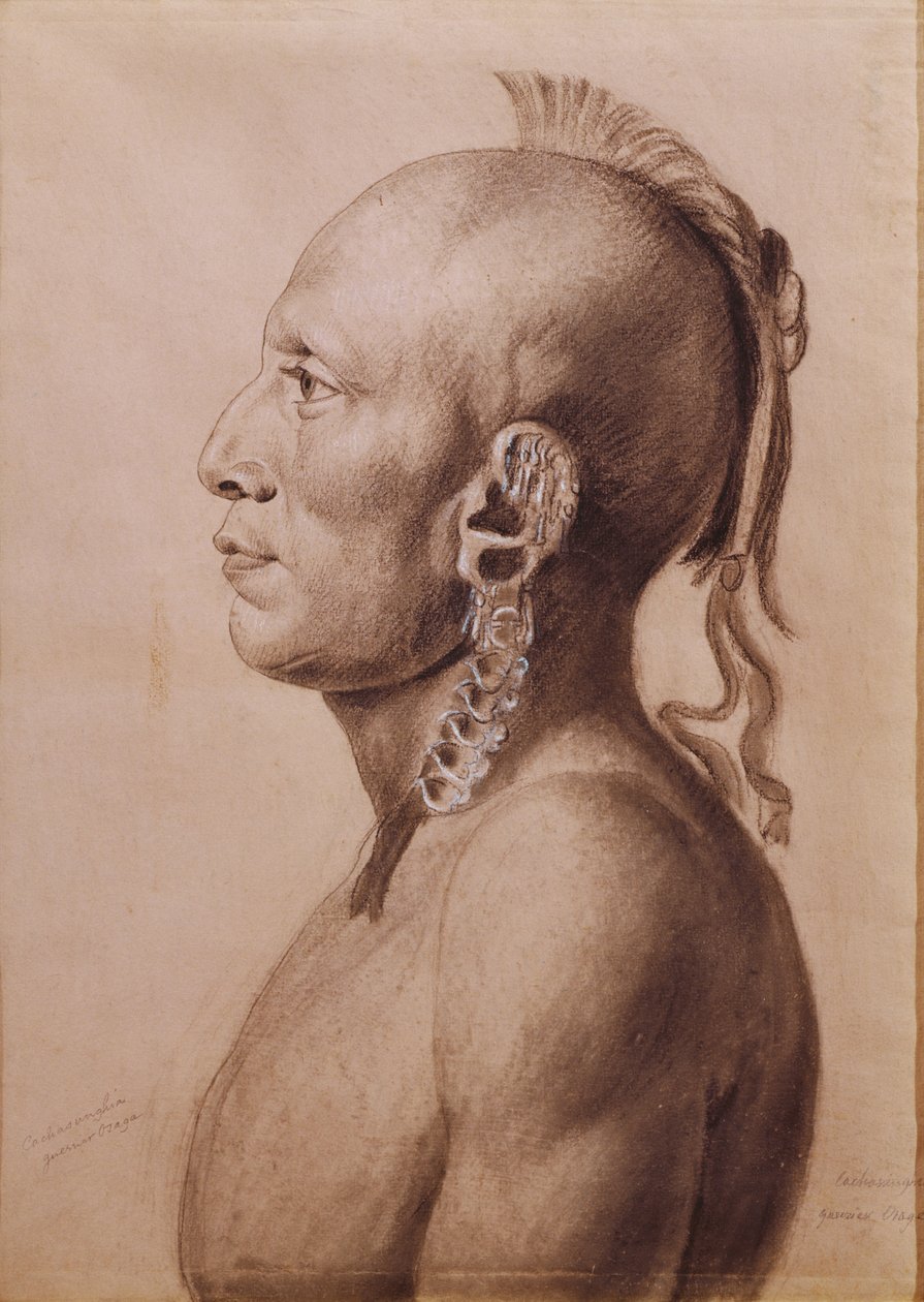 Cachasunghia, un guerrier Osage, 1806 - Charles Balthazar Julien Févret de Saint Mémin