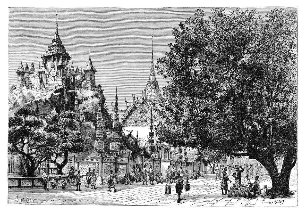 Une rue à Bangkok, Thaïlande, 1895 - Charles Barbant