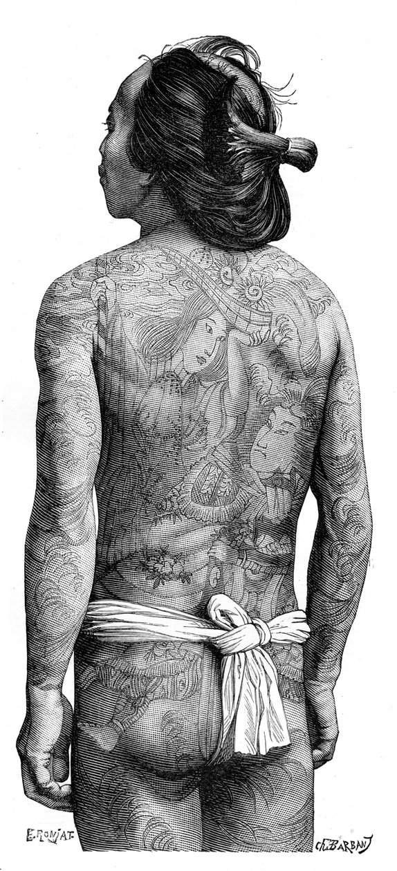 Homme japonais avec un dos tatoué, 1895 - Charles Barbant
