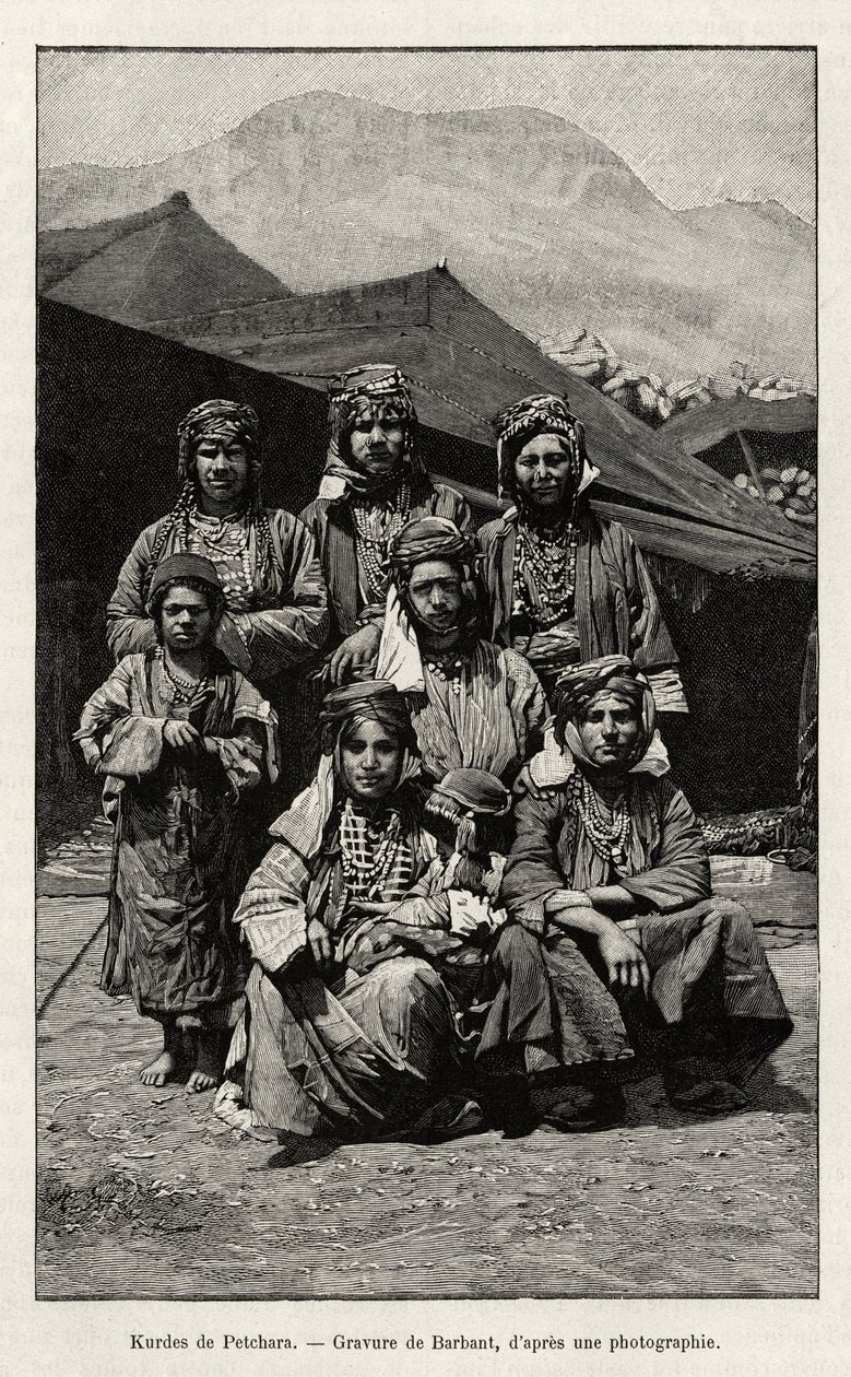 Kurdes de Petchara (Turquie). Gravure par Barbant pour illustrer le récit « À travers l