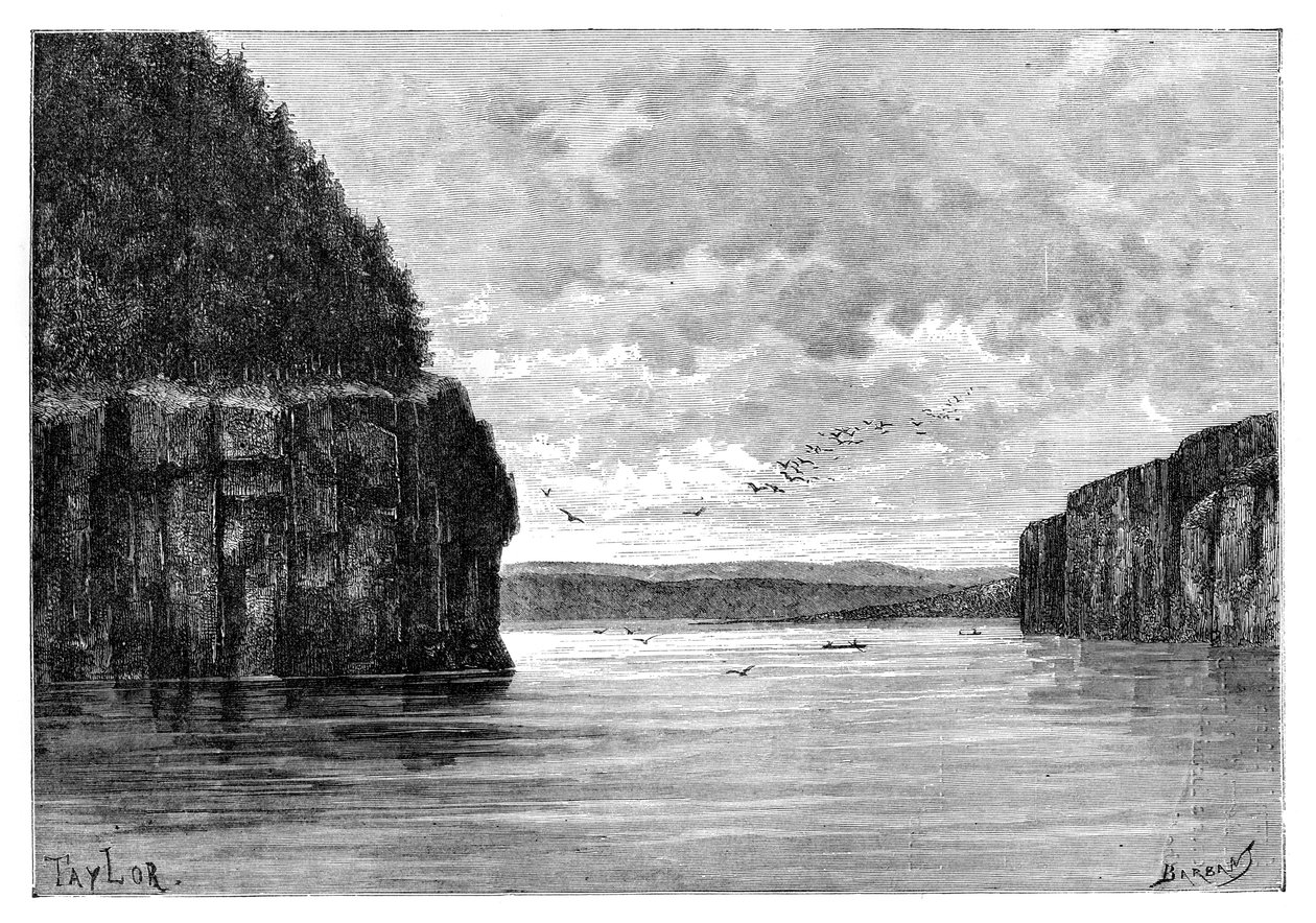 La rivière Angara, en dessous des rapides de Padunskiy, Sibérie, Russie, 1895 - Charles Barbant
