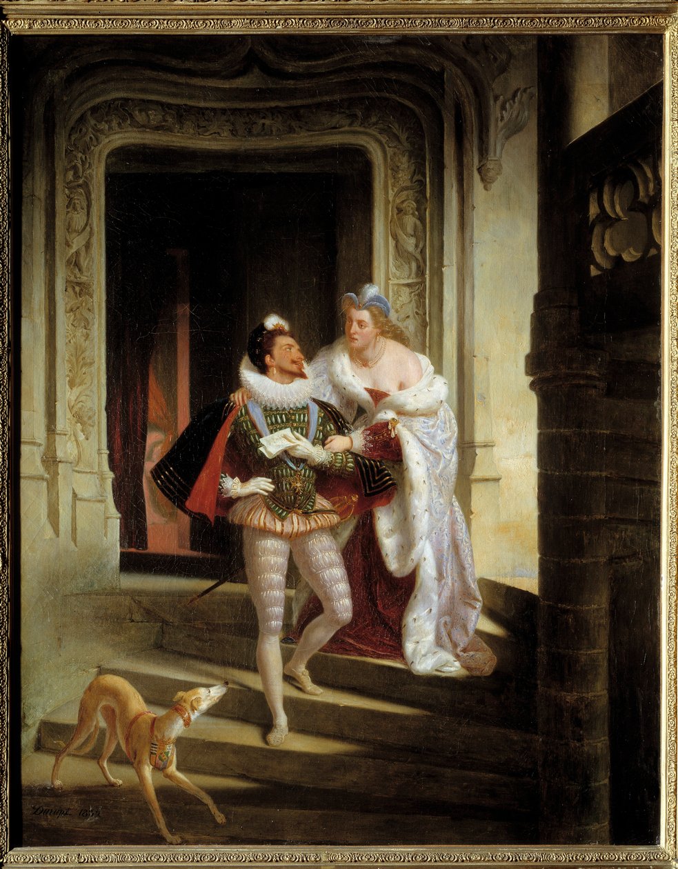 La Marquise de Noirmoutiers, Charlotte de Beaune Semblancay (1551-1617) cherchant à détourner Henri Ier de Lorraine, duc de Guise dit le Balafré (1550-1588) d