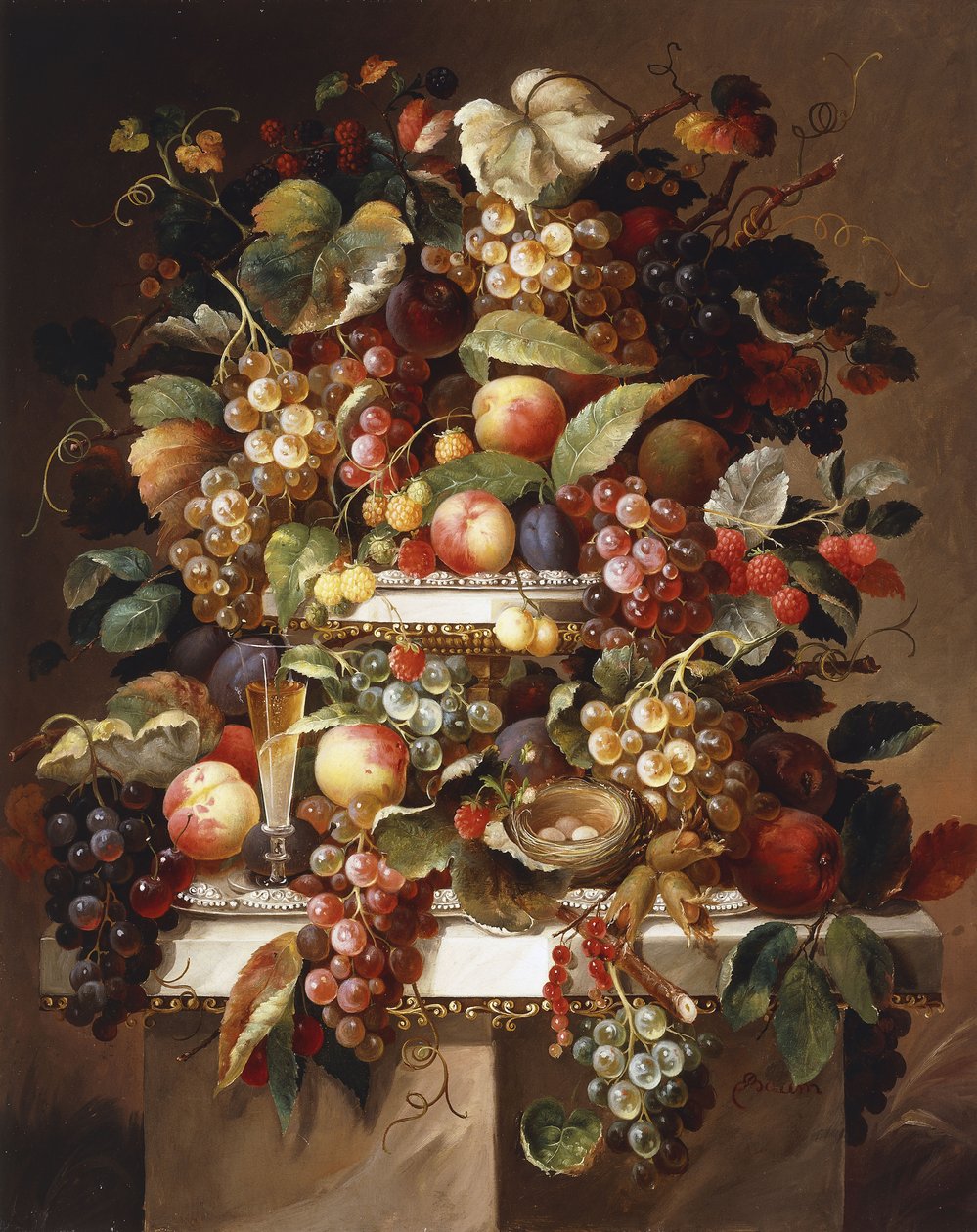 Nature morte avec raisins et pêches - Charles Baum