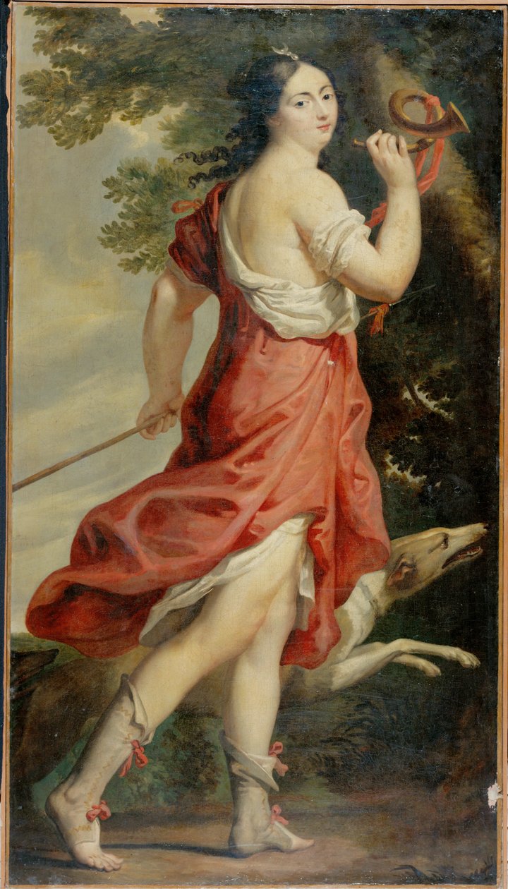 Mme. de Montespan, maitresse de Louis XIV, en Diane - the mistress of Louis XIV as goddess Diana … (painting on canvas) - Charles Beaubrun