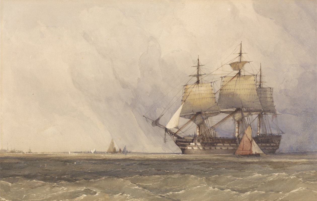 Scène côtière avec navires - Charles Bentley