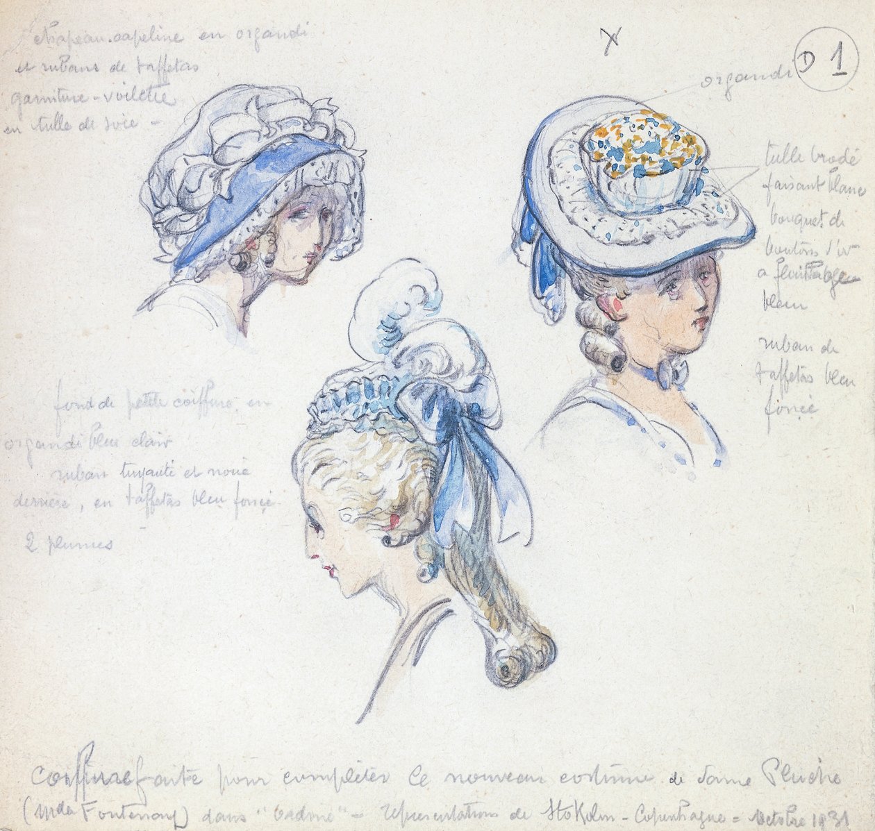 Coiffures et coiffures, pour le rôle de Camille dans la représentation de Don