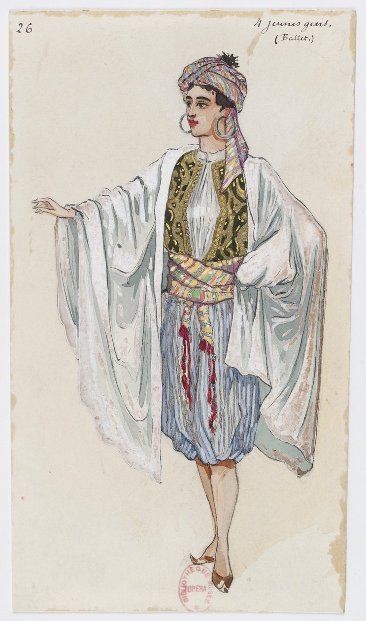 Holmès - La montagne noire - costume designs by Charles Bianchini - 26. Quatre jeunes gens. Ballet - Charles Bianchini