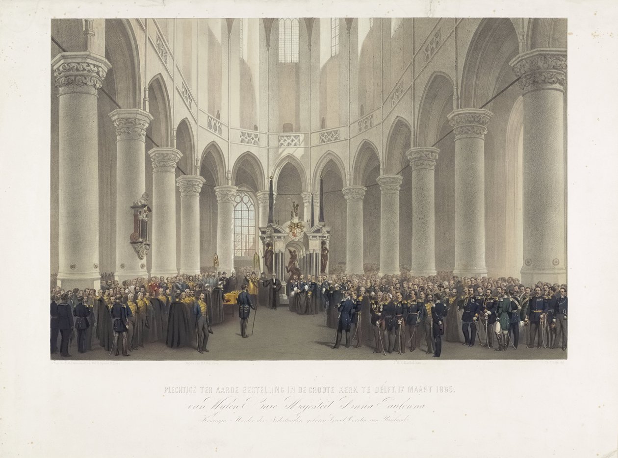 Cérémonie funéraire à la Grande Église de Delft, 17 mars 1865, de Feue Sa Majesté Anna Paulowna Reine-Mère des Pays-Bas née Grande Duchesse de Russie - Charles Billoin
