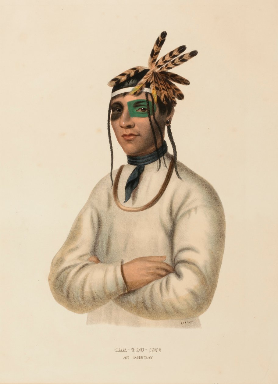 CAA-TOU-SEE. AN OJIBWAY, extrait de History of the Indian Tribes of North America (Histoire des tribus indiennes d