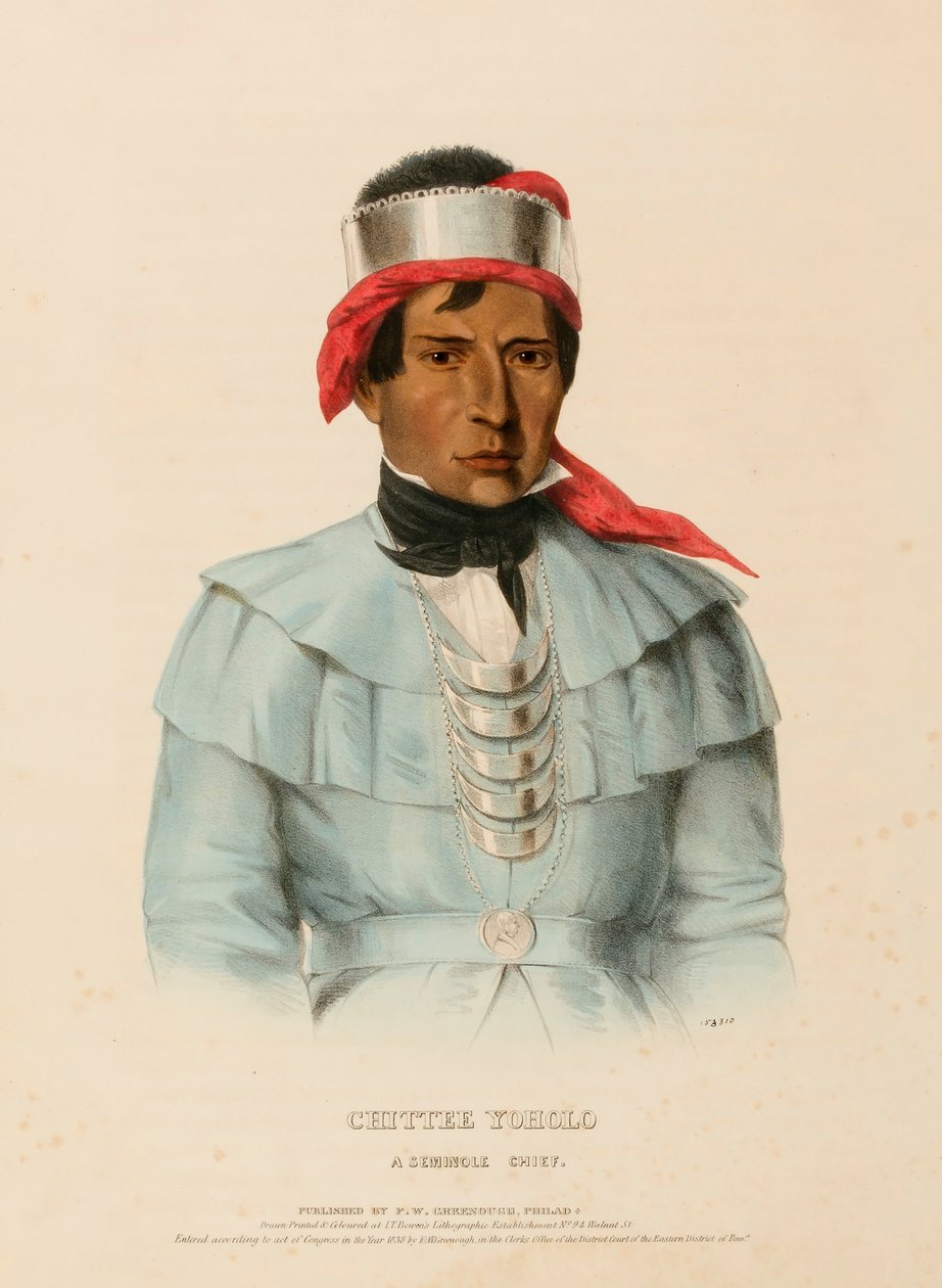CHITTEE-YOHOLO. A SEMINOLE CHIEF, extrait de History of the Indian Tribes of North America (Histoire des tribus indiennes d