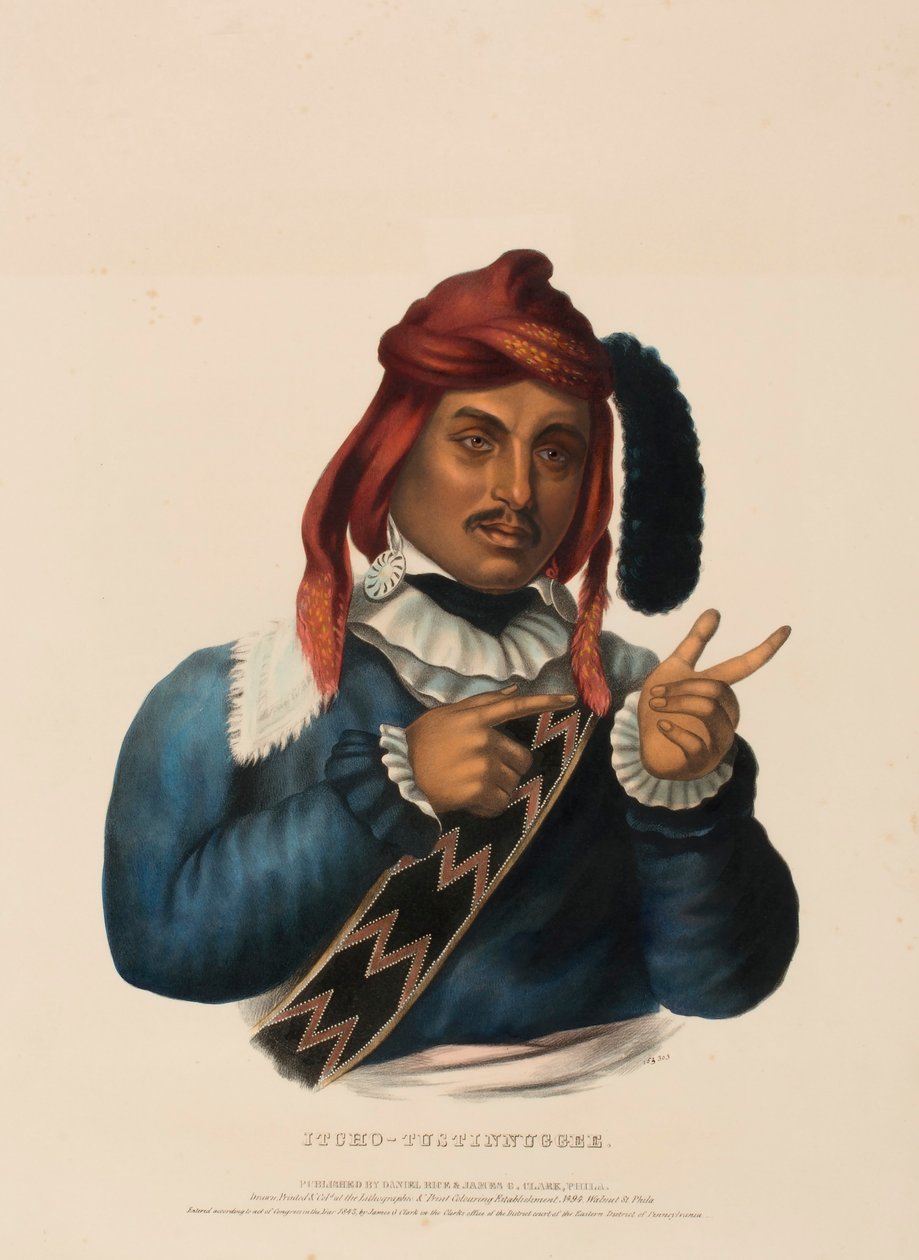 ITCHO-TUSTINNUGGEE, extrait de History of the Indian Tribes of North America (Histoire des tribus indiennes d