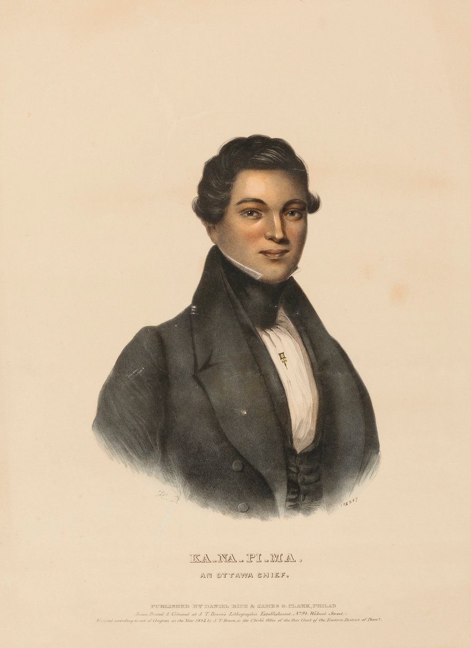 KA-NA-PI-MA, AN OTTAWA CHIEF, extrait de History of the Indian the Indian Tribes of North America (Histoire des tribus indiennes de l