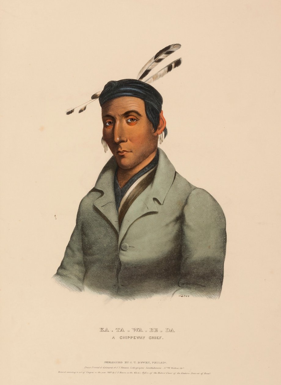 KA-TA-WA-BE-DA. A CHIPPEWAY CHIEF, extrait de History of the Indian Tribes of North America (Histoire des tribus indiennes d