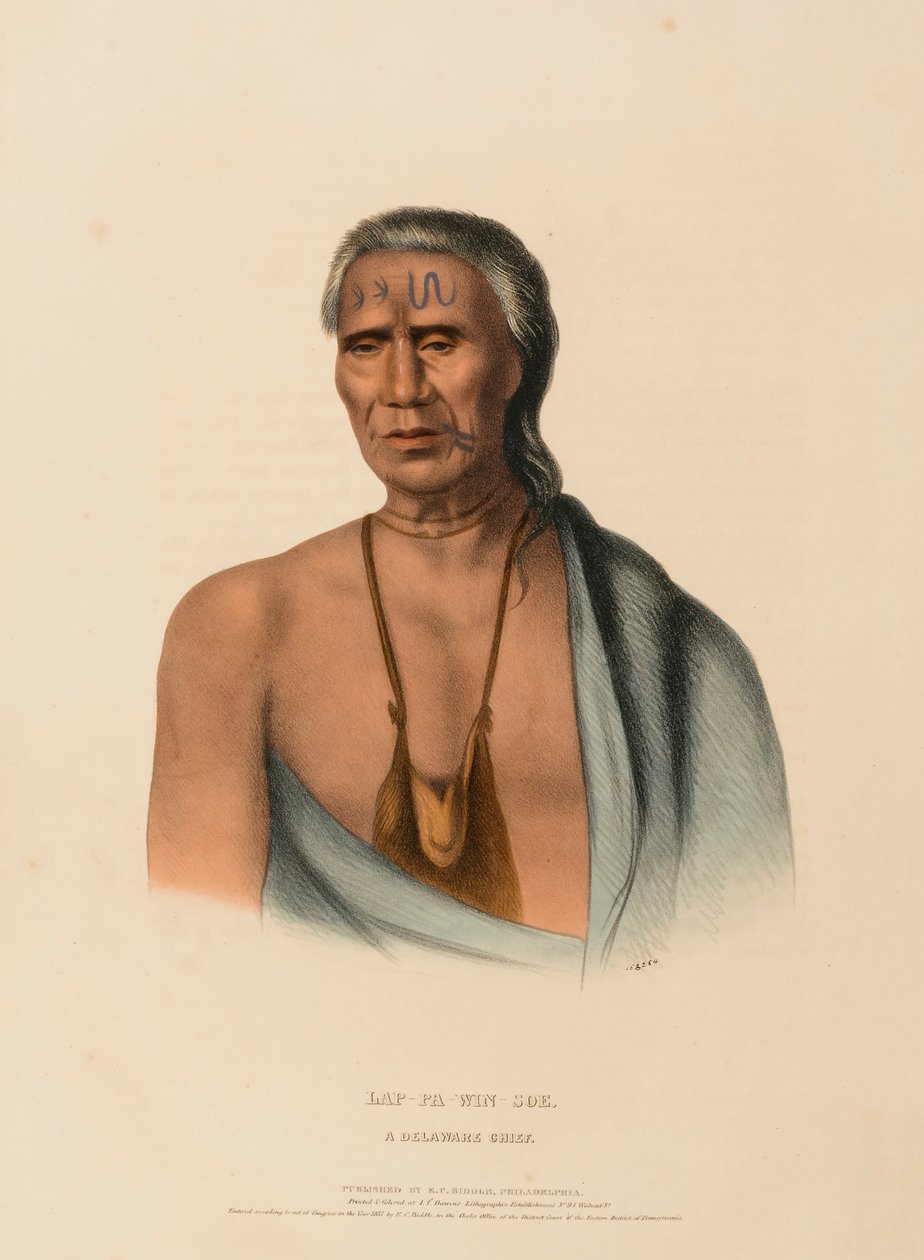 LAP-PA-WIN-SOE. A DELAWARE CHIEF, extrait de History of the Indian Tribes of North America (Histoire des tribus indiennes d