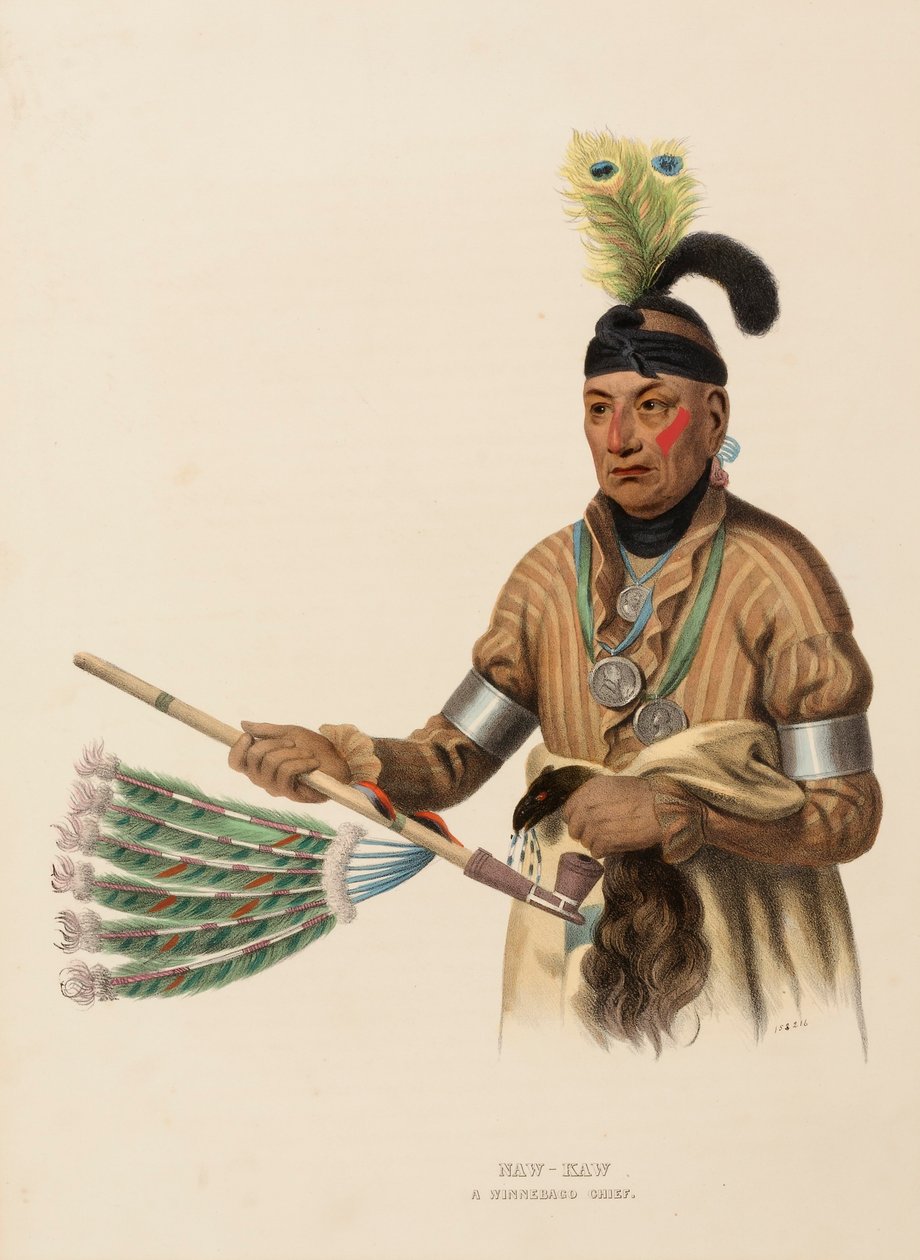 NAW-KAW. A WINNEBAGO CHIEF, extrait de History of the Indian Tribes of North America (Histoire des tribus indiennes d