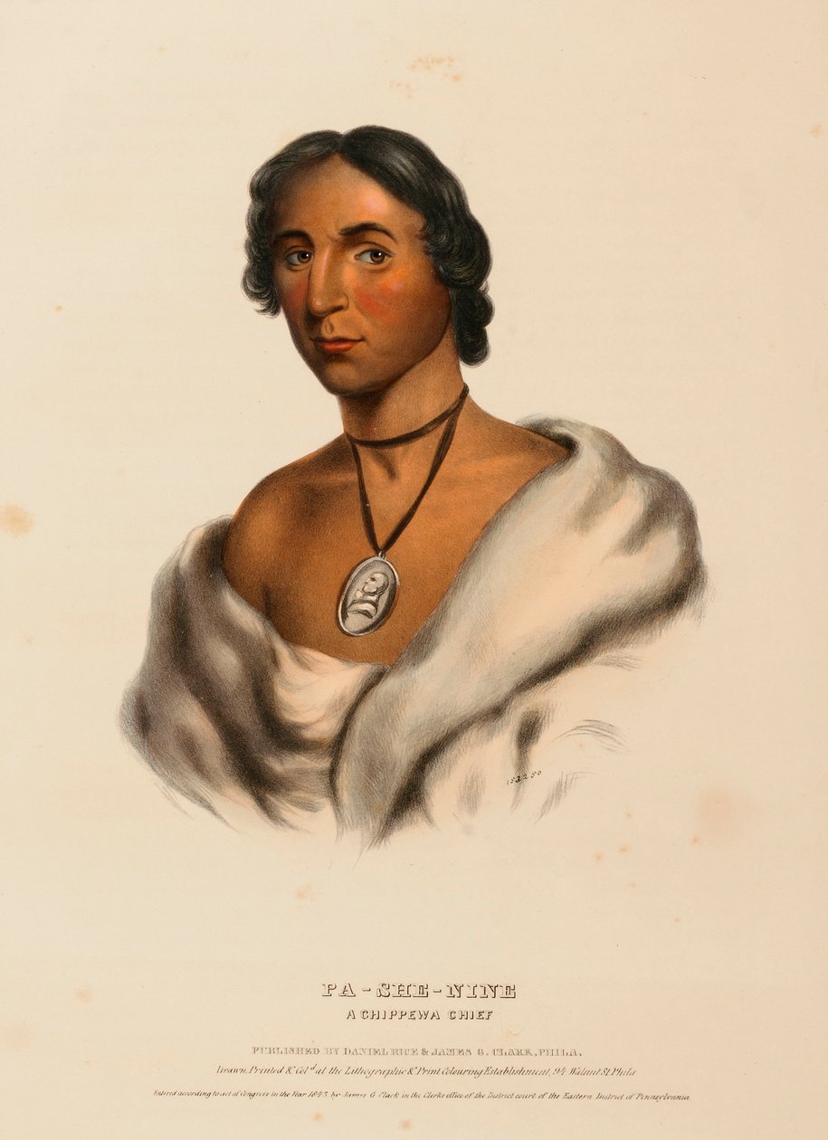 PA-SHE-NINE. A CHIPPEWA CHIEF, extrait de History of the Indian Tribes of North America (Histoire des tribus indiennes d