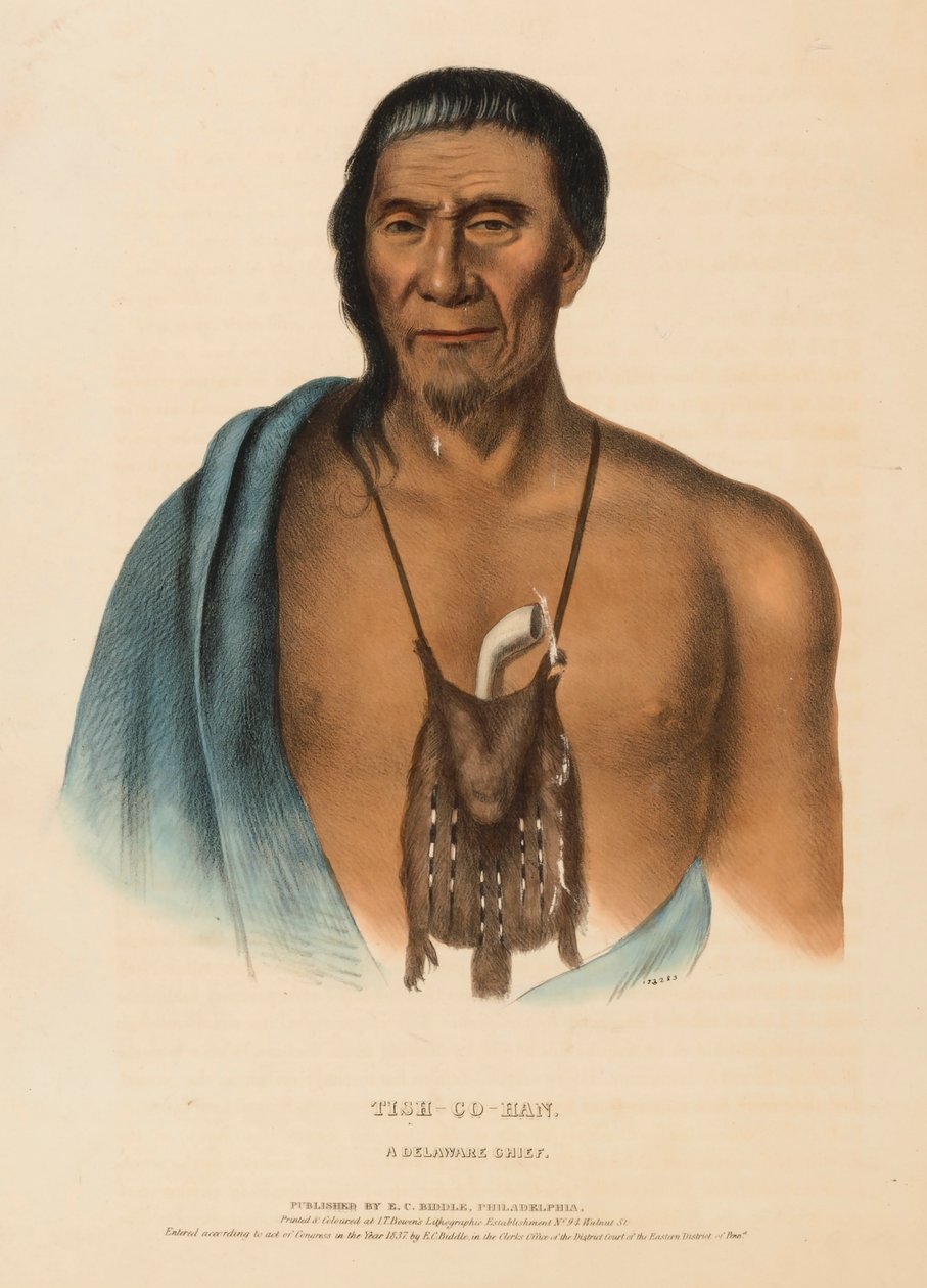 TISH-CO-HAN. A DELAWARE CHIEF, extrait de History of the Indian Tribes of North America (Histoire des tribus indiennes d