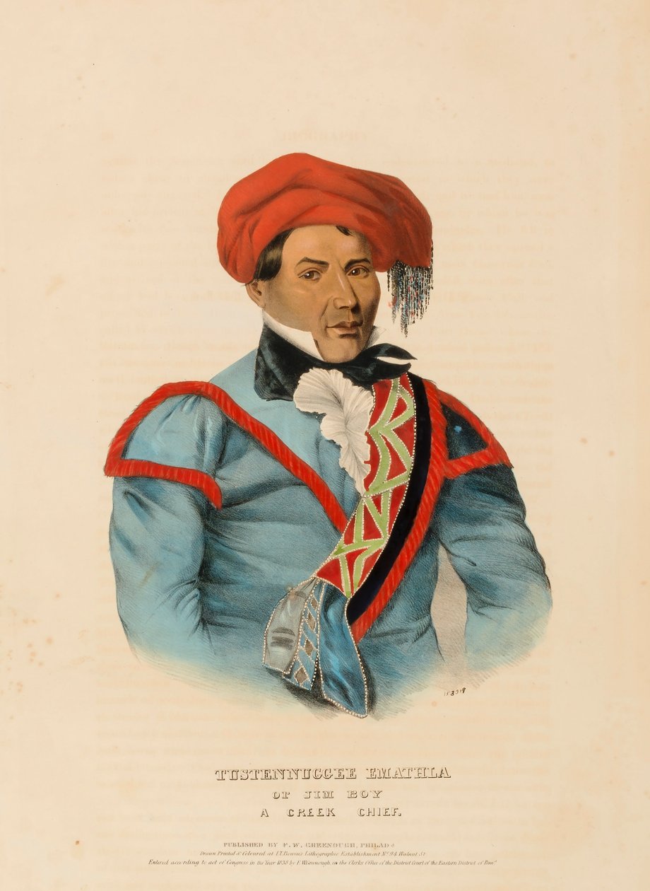 TUSTENNUGGEE EMATHLA, extrait de History of the Indian Tribes of North America (Histoire des tribus indiennes d