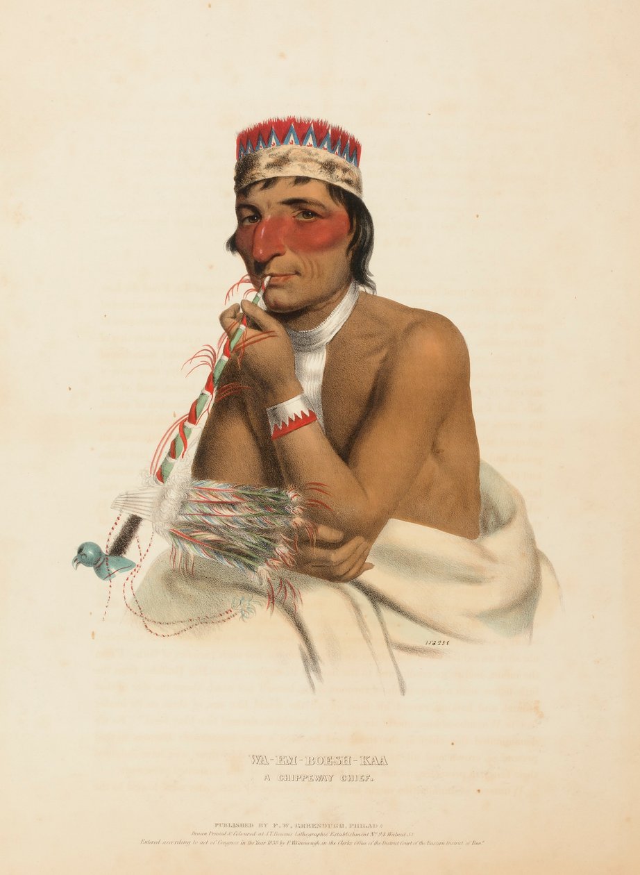 WA-EM-BOESH-KAA. A CHIPPEWAY CHIEF, extrait de History of the Indian Tribes of North America (Histoire des tribus indiennes d