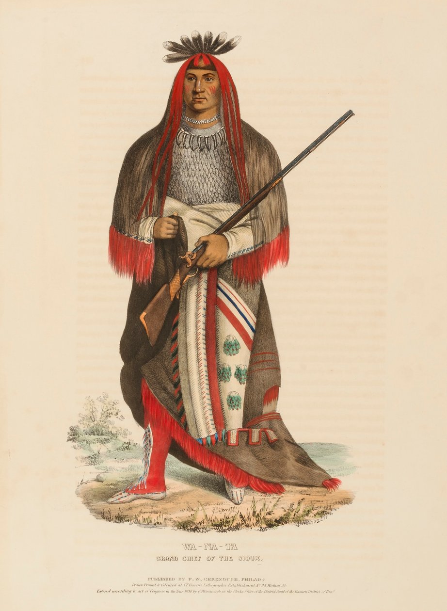 WA-NA-TA. GRAND CHEF DES SIOUX, extrait de History of the Indian Tribes of North America (Histoire des tribus indiennes d
