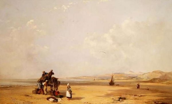Pêcheurs déchargeant leur prise sur la plage de Cardigan Bay - Charles Branwhite