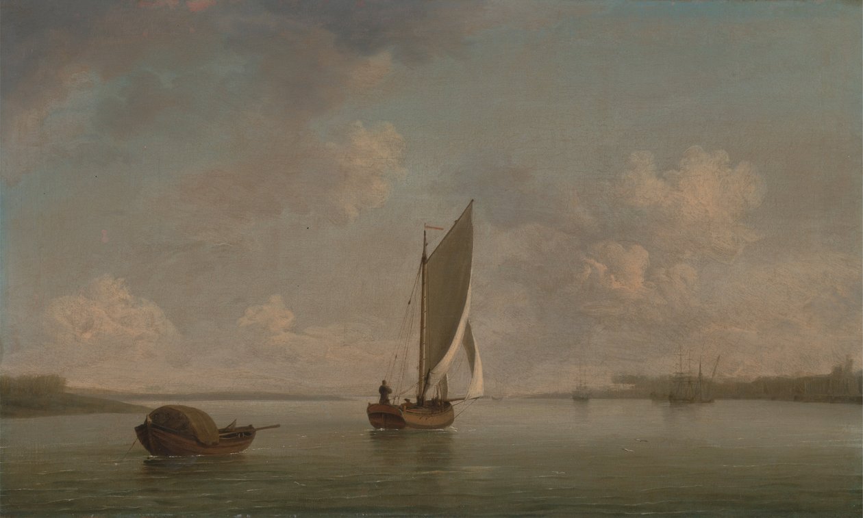 Un Smack sous voile par petite brise dans une rivière - Charles Brooking