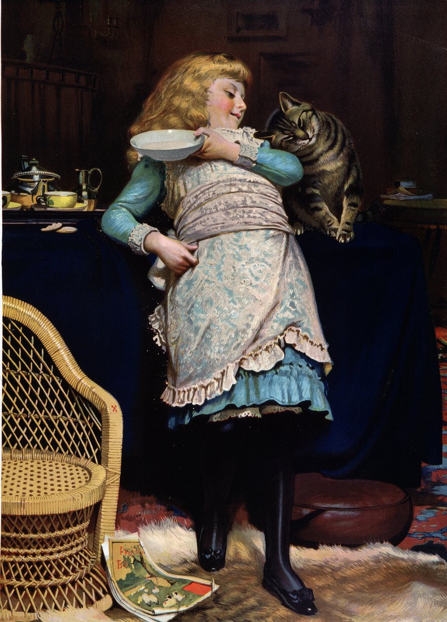Enfant avec chat - Charles Burton (after) Barber