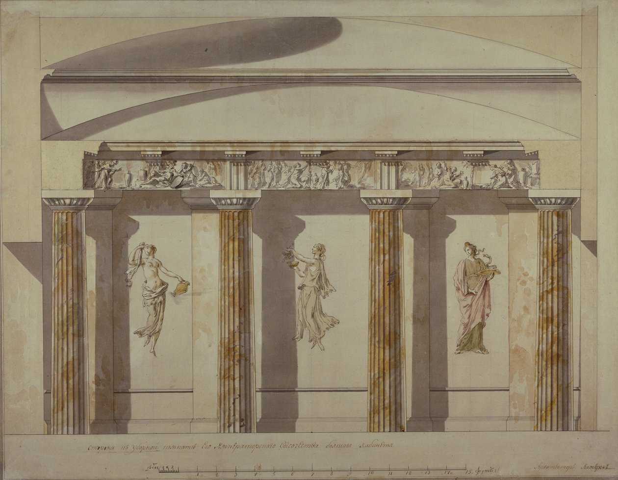 Conception pour le grand cabinet du palais de Pavlovsk, début des années 1780 - Charles Cameron