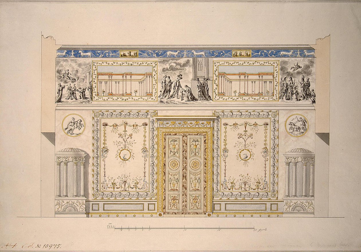 Conception pour le salon jaune du hall de Lyon dans le Grand Palais de Tsarskoïe Selo, début des années 1780 - Charles Cameron
