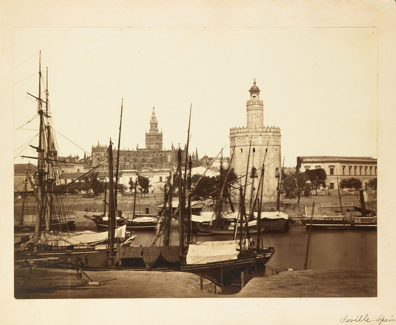Cathédrale, Torre del Oro et Rivière Guadalquivir, Séville - Charles Clifford