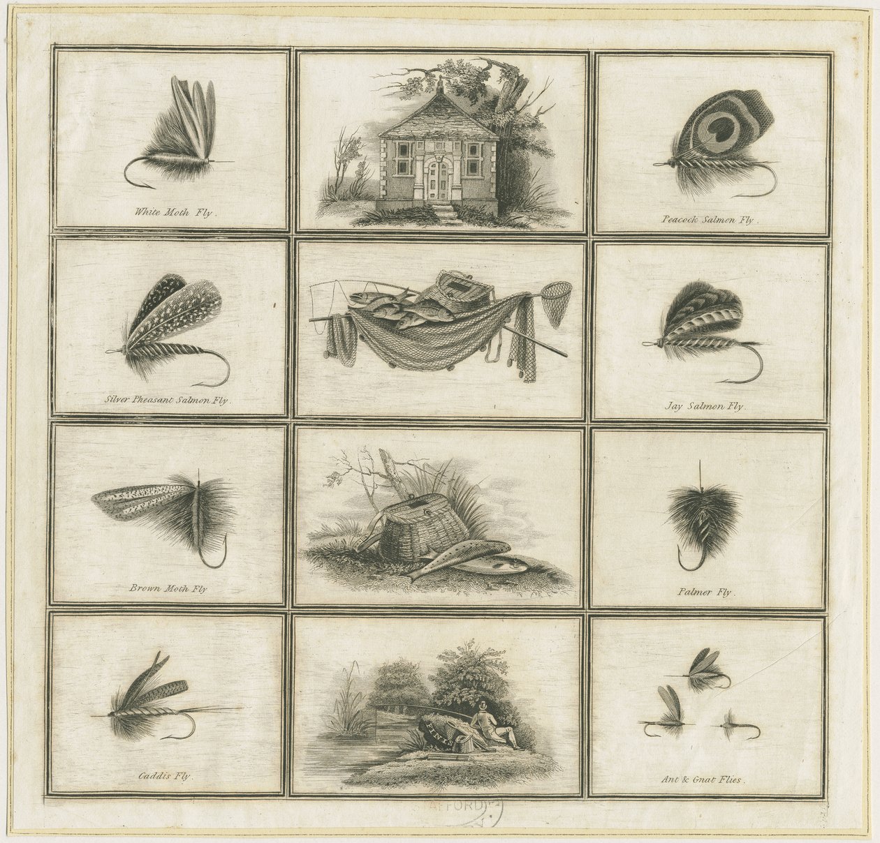 Dovedale - Mouches et hameçons de Charles Cotton : gravure sur cuivre, nd [?19e siècle] - Charles Cotton